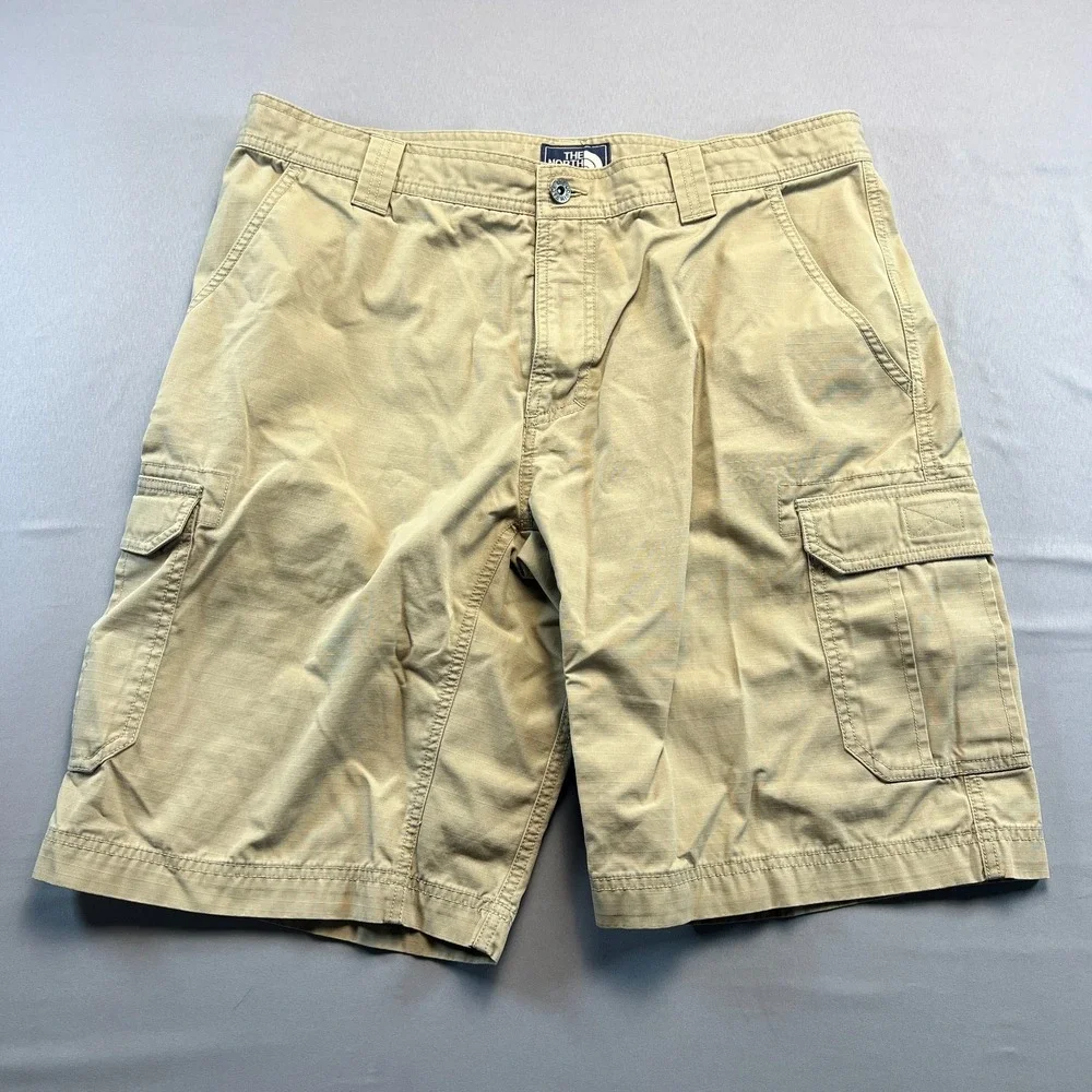 The North Face Cargo Shorts Mens 38 Beige Mid Rise Utility Pocket Hiking Outdoor